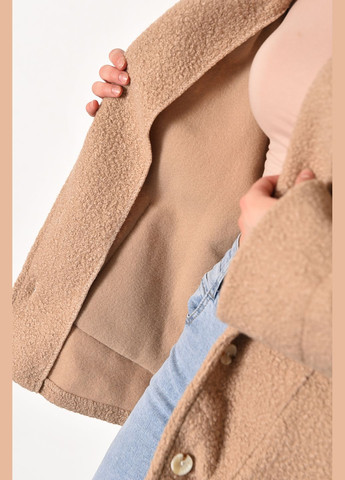 Бежевое демисезонное Пальто женское полубатальное укороченное бежевого цвета Let's Shop