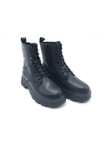 Жіночі черевики на овчині чорні шкіряні YA-19-10 23 см (р) Yalasou (259299687)