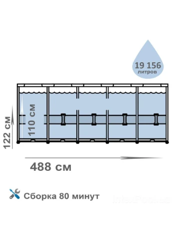Бассейн каркасный 26326 ULTRA XTR FRAME POOL 488 х 122 см (фильтр-насос, лестница, тент, подстилка) Intex (382648011)