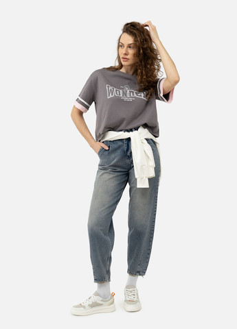 Серая летняя женская футболка с коротким рукавом цвет серый цб-00245336 Divon
