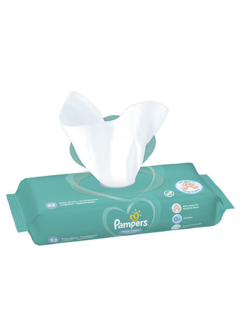 Дитячі вологі серветки Fresh Clean, 624 шт. (12 уп. по 52 шт.) Pampers (328200256)