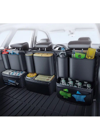 Комплект набор органайзеров на спинку сиденья в багажник машины автомобиля 3 штуки искусственная кожа (480288-Prob) Черный Unbranded (333141108)