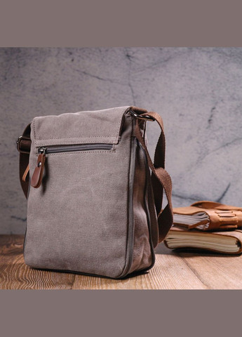 Чоловіча текстильна сумка через плече сіра кросбоді 21266 Vintage (329197698)
