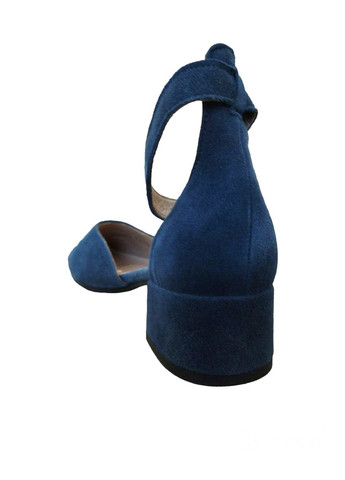 Синие босоножки замшевая кожа на среднем каблуке женские 36,5 (24 см ) синие Rylko с ремешком