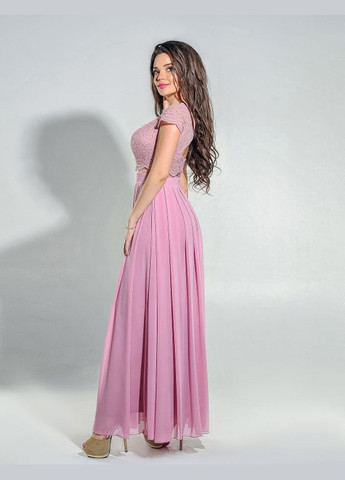 Рожева коктейльна плаття жіноче рожеве вечірнє дизайнерське довге в підлогу mkeng0808-1 Modna KAZKA