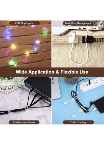 Органайзер фиксатор кабеля держатель для проволоки самоклеящаяся стяжка хомут пластиковый клипса 1 шт XL Белый OlaN (371647822)