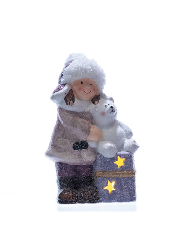 Новорічна фігурка з підсвічуванням Дівчинка з ведмежатим фарфорова для декору будинку та подарунку інтер'єрний сувенір Yiwu (370602530)