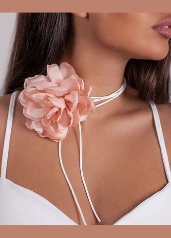 Чокер на шею Пион розовый из атласа на замшевом шнурке No Brand (337513067)