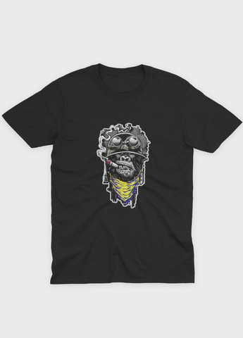 Чорна чоловіча футболка з патріотичним принтом горила (ts001-3-bl-005-1-105) Modno