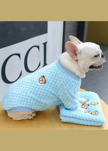 В'язаний махровий светр для котів Pet Style "Ведмедик" Блакитний L No Brand - (323237164)