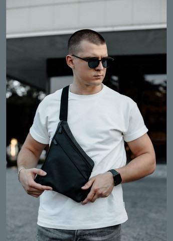 Сумка-слинг из натуральной кожи, сумка через плечо мужская SL024 (черная) No Brand (333342057)