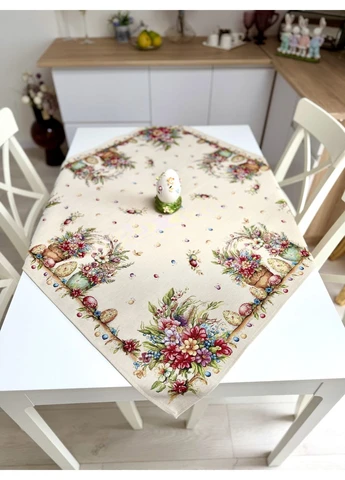 Скатертина гобеленова DAMIRA LUREX, 97х100, Квадратна, Великодній, Золотий люрекс, 60% поліестер, 24% бавовна, 16% акрил, LiMaSo (390491305)