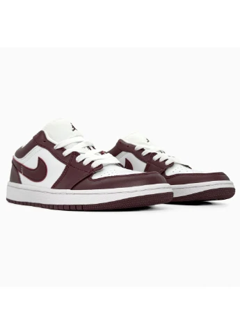 Білі кросівки чоловічі nike air jordan 1 retro low white/bordo найк аір джордан білі демісезон No Brand