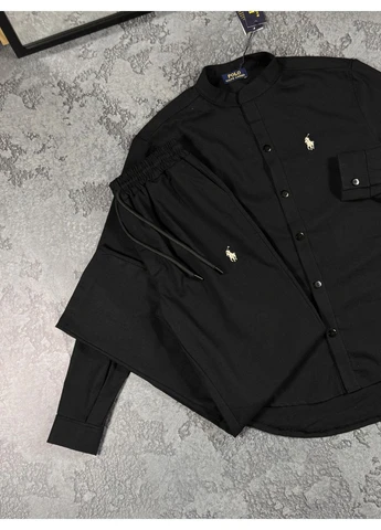 Мужской льняной костюм Polo Ralph Loren шорты+рубашка черный Ralph Lauren (398632064)
