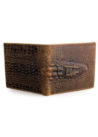 Кошелек мужской фактура кожи под крокодила Коричневый 11,5x9,5 см Vintage (391296020)