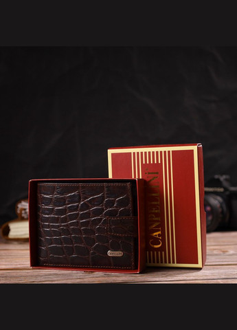 Гаманець чоловічий Шкіряний з тисненням під крокодила 21888 Коричневий Canpellini (306882287)