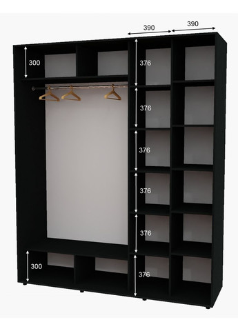 Шафа-купе дводверна 200*60*220 см Антрацит 2 двері ДСП + Дзеркало Алекса (356774115)