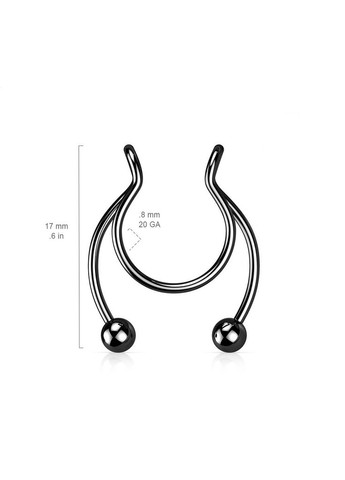 Септум обманка (сережки циркуляр, кліпса в ніс, для сосків) із сталі CLP01-K імітація пірсинг підкови. Spikes (333342182)