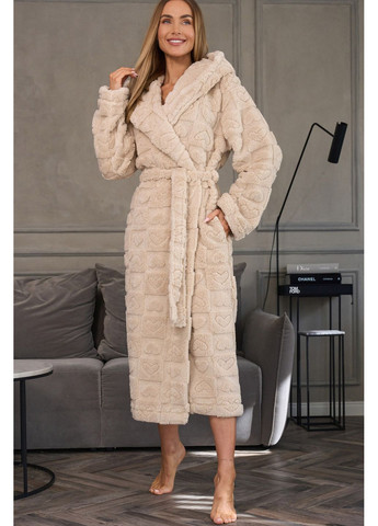 Халат женский длинный теплый с капюшоном 2554 Angora L&L (369174271)