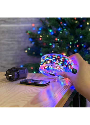 Світлодіодна гірлянда 100 метрів різнокольорове світло зелений провід 1000 LED 8 режимів з пультом Роса (363114665)