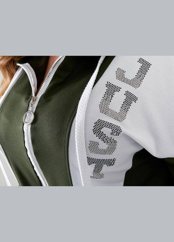 Спортивний костюм батал з капюшоном на змійці для жінок хакі для активного відпочинку та повсякденного носіння Viki Спортивний костюм (316218925)