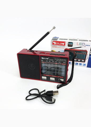 Радио RX-8866 цифровой портативный радиоприемник с фонариком функцией PowerBank. Цвет: красный Golon (372908462)