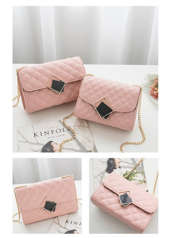 Женская мини сумочка на плечо, клатч "London" стеганая на цепочке (пудра) China (366874969)