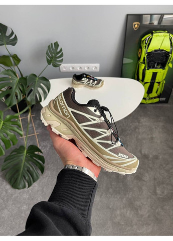 Коричневые демисезонные кроссовки мужские и женские Salomon XT-6 Soft Ground kangaroo brown beige | Саломон ХТ-25