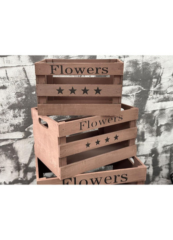 Деревянные ящики коричневого цвета "Flowers". 40х31х22см HM furnitura (365248832)