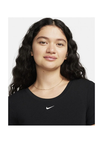 Футболка жіноча Sportswear Chill Knit Tight Scoop-Back Short-Sleeve Mini-Rib Top Black Nike - (365961695)