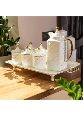 Чайный сервиз фарфоровый на 6 персон 8 предметов белый HP-15-2 Yiwu (379286377)