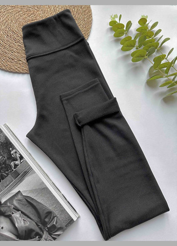 Черные демисезонные лосины женские теплые рубчик на меху черные GorLin