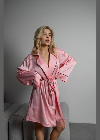 Рожева жіночий шовковий халат колір рожевий р.42/48 453606 New Trend