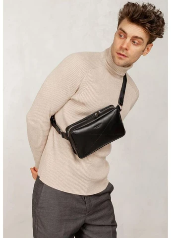 Кожаная поясная сумка Dropbag Maxi черная Krast BlankNote (393221565)