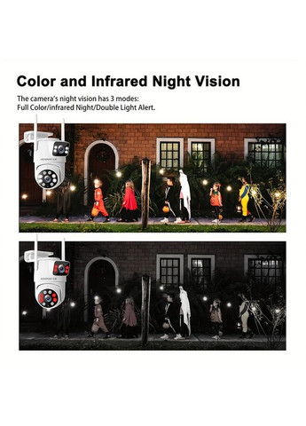 Зовнішня Wi-Fi IP-камера SZSINOCAM 720P з подвійним об’єктивом, кольоровим нічним баченням, AI-відстеженням руху China (351855038)