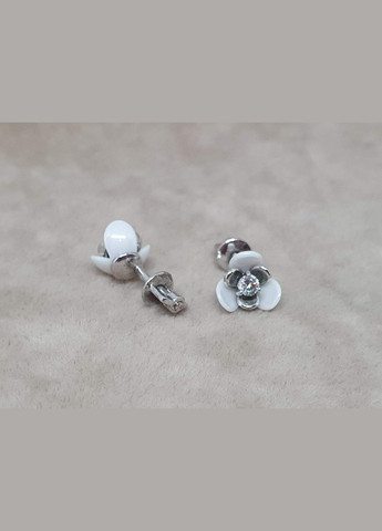 Срібні сережки Квіточки з керамікою та фіанітами. С2032Б Aurora (315832223)