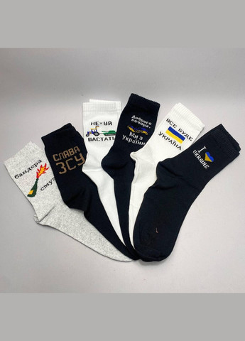 Комбіновані бокс чоловічих патріотичних шкарпеток 40-45 на 6 пар у подарунковій коробці Vakko (307009102)