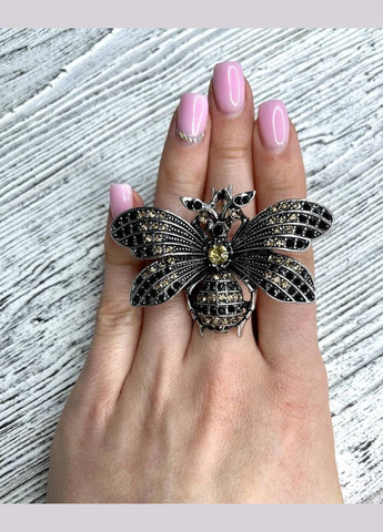 Брошка булавка метелик з золотисто-чорним камінням срібляста Xuping Jewelry (338620127)