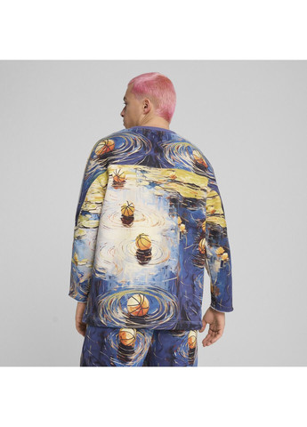 Синий демисезонный спортивный лонгслив Puma однотонный