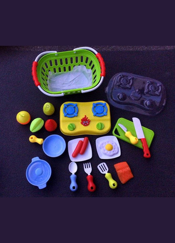 Продукти (набір) на липучці, плита, посуд, корзина, в карт.обер,666-38-39 No Brand (301648699)