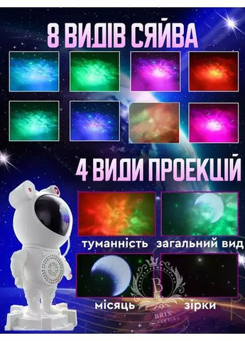 Ночник-проектор звездного неба Астронавт 24см с пультом и Bluetooth колонкой No Brand Astronaut Galaxy Projector (370766455)