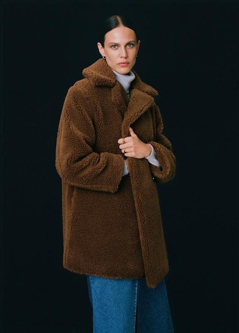 Шуба Тедді оверсайз зимова коричнева Mango (316645806)