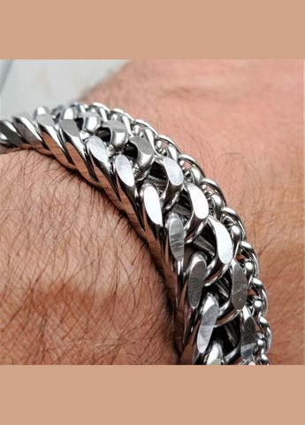 Мужской серебряный браслет стальной, мужская цепочка на руку 12 мм No Brand (328048523)