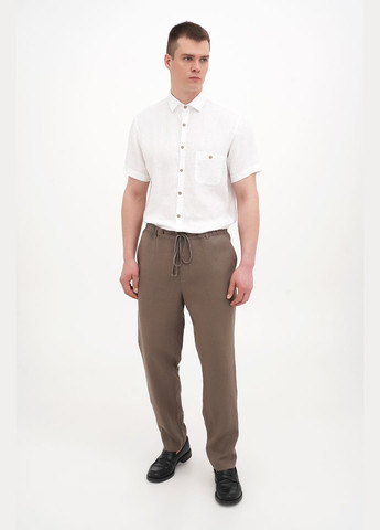 Мужские льняные брюки на молнии, на резинке и завязках, под ремень, зауженные к низу Хуан. Синий, р.46, код 8453/46/999 ГАЛЕРЕЯ ЛЬОНУ (333164655)