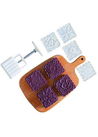 Пресформа квадратна для місячних пряників, сирників, печива No9 4 штуки квіти No Brand 7036 (325452703)