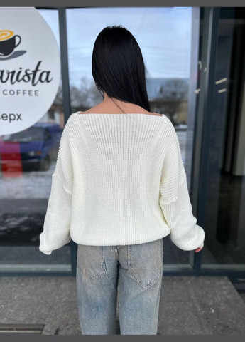 Молочний жіночий вовняний светр великих розмірів молочний You Best