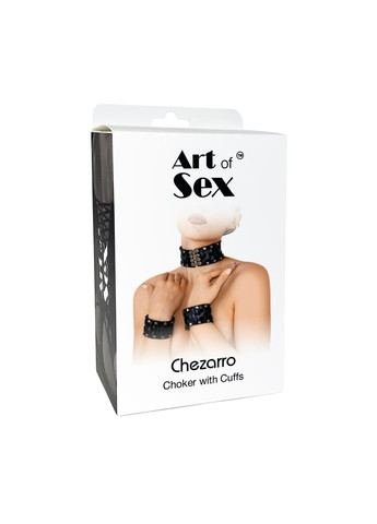 Шкіряний чокер з манжетами - Leather Chezarro Art of Sex (358890989)