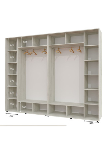 Шафа-купе чотиридверна 290*60*240 Дуб крафт білий 2 ДСП/2 Дзеркала з піскострумним малюнком Алекса (360450830)