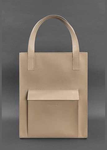 Кожаная женская сумка Бетси с карманом светло-бежевая Краст (A-027529) BlankNote шоппер (327874192)