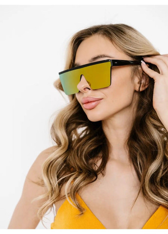 Солнцезащитные очки унисекс маска Space зеркальные оранжевые No Brand (312353989)